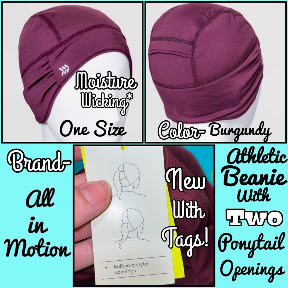 All In Motion Runners Joggers Beanie Hat Cap. NWT. Maroon